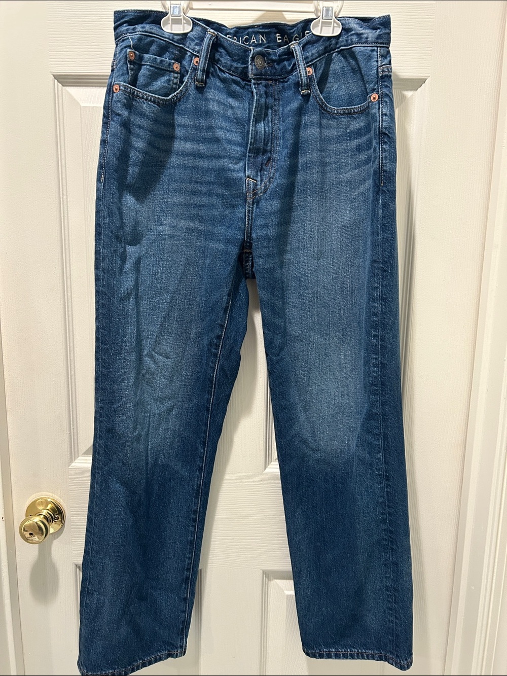 American Eagle Outfitters Men's Loose Straight Jeans in Blue Denim